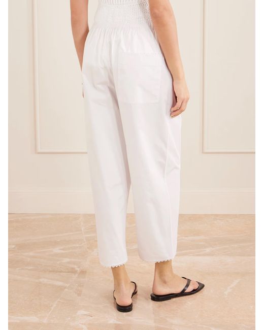 Rohe White Embroidered Cotton Poplin Wide-Leg Pants