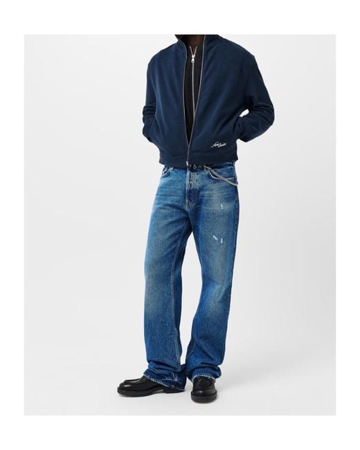 Acne Blue Logo Zip Hoodie for men