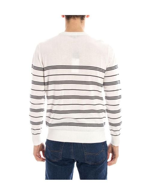 Armani Jeans White Striped Sweater for men