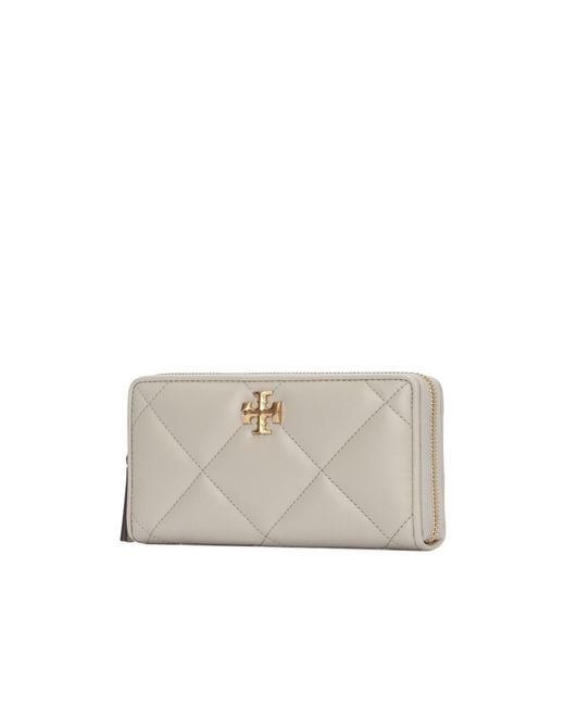 Tory Burch White Quilted Zip Continental Wallet