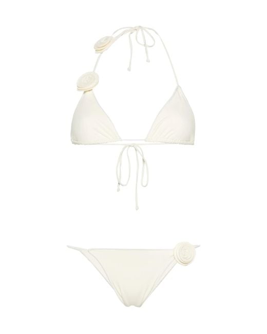 LaRevêche White Floral-Appliqué Bikini