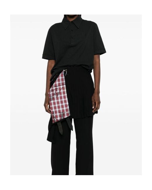 MM6 by Maison Margiela Black Logo-Embroidered Polo Shirt for men
