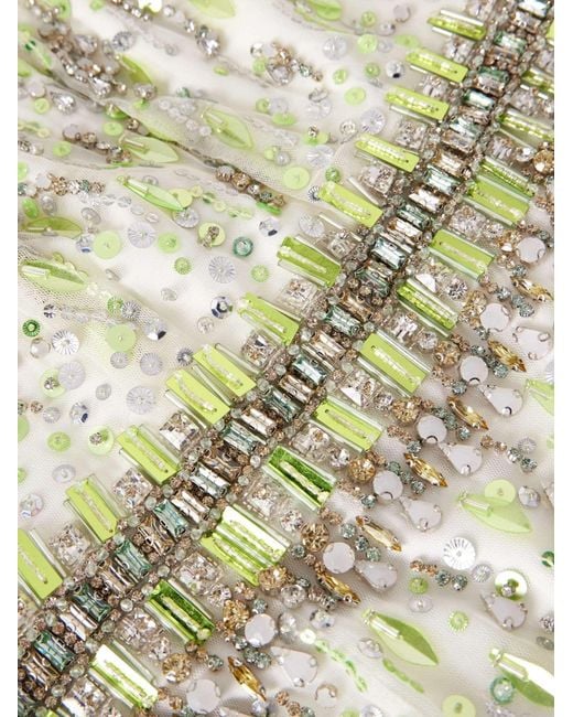 Jenny Packham White Embellished Organza Gown