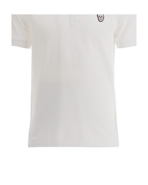 McQueen White Skull Patch Polo Shirt for men