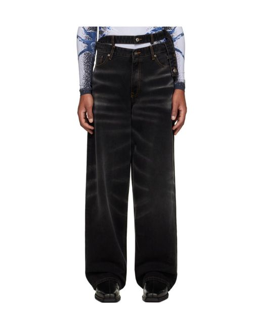 Y. Project Black Washed-Effect Wide-Leg Jeans for men