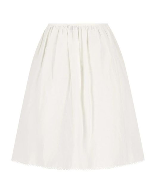 Miu Miu White Flap-Pocket Midi Skirt