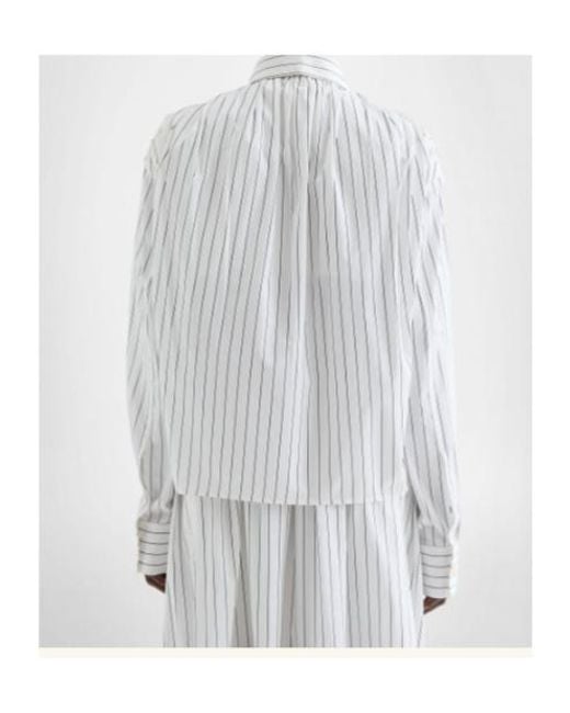 Jil Sander White Drop Shoulder Striped-Pattern Shirt