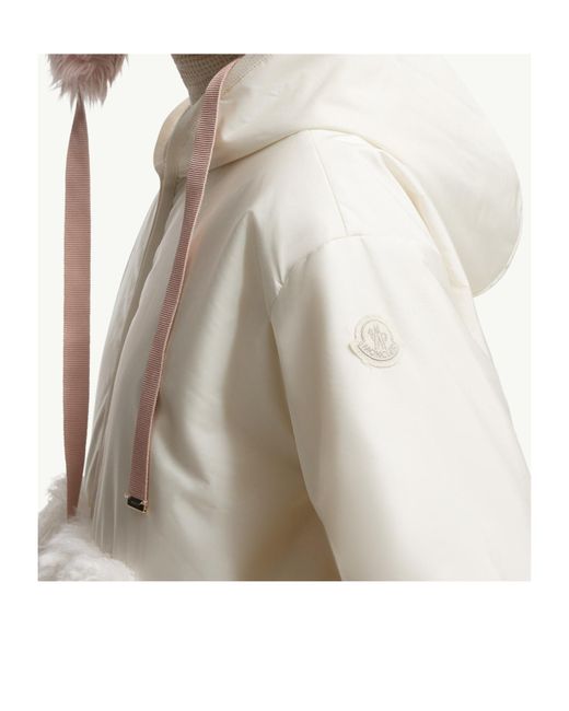Moncler White Teddy-Trimmed Padded Zip-Up Hoodie