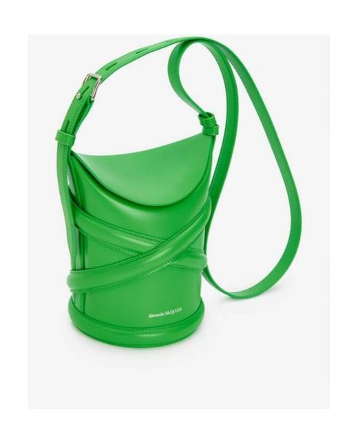 Alexander McQueen Green The Curve Bucket Shoulder Bag
