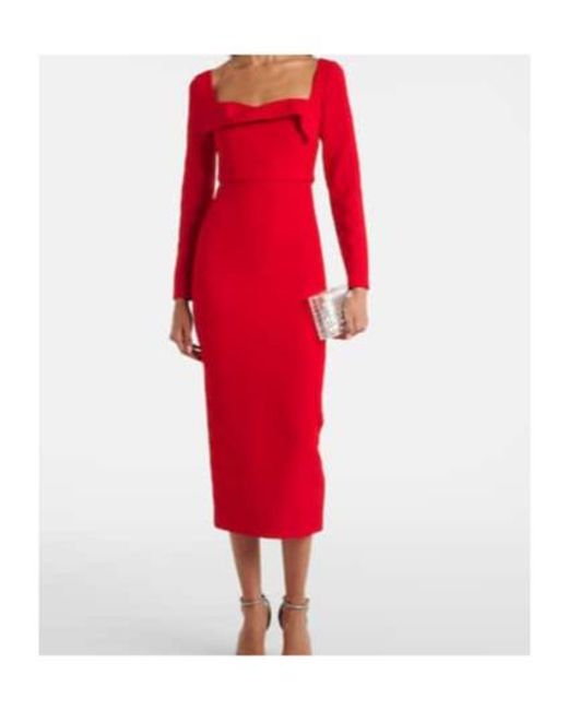 Roland Mouret Red Draped Crêpe Midi Dress