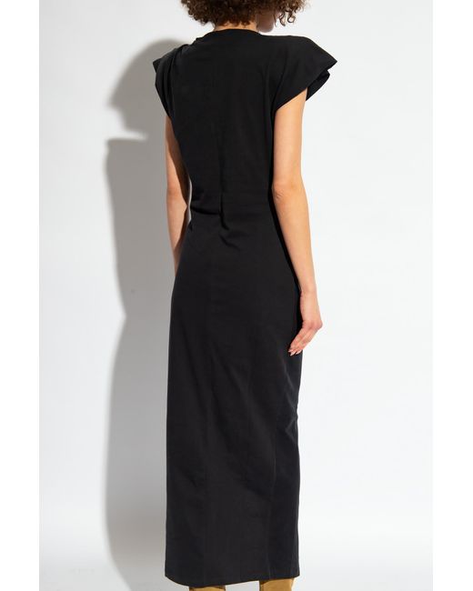 Isabel Marant Black Nadela Ruched Detailed Midi Dress