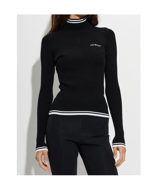 Off-White c/o Virgil Abloh Black Long-Sleeve High-Neck Knit Top