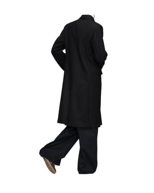 Maison Margiela Black Long Sleeved Double-Breasted Coat for men