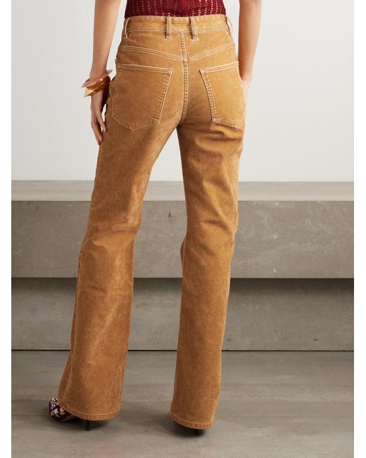 Rabanne Brown Contrast-Stitching Straight Trousers