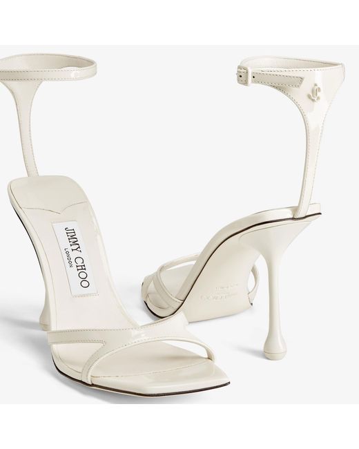 Jimmy Choo White Square Head High Heel Sandals