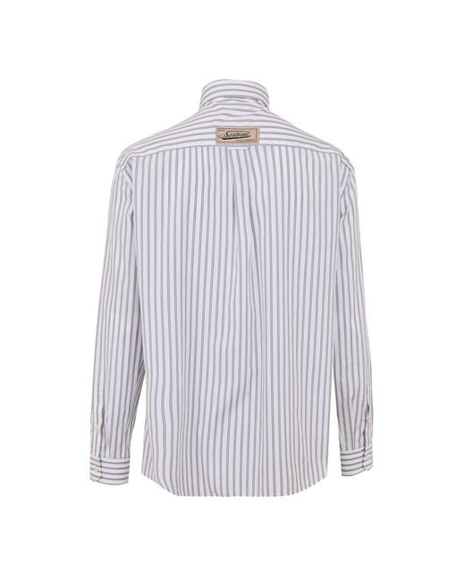 McQueen White Striped Long-Sleeve Shirt for men