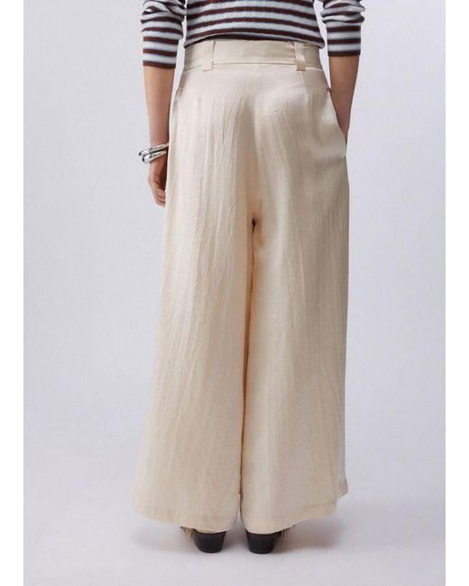 Liu Jo Natural Cropped Satin Trousers