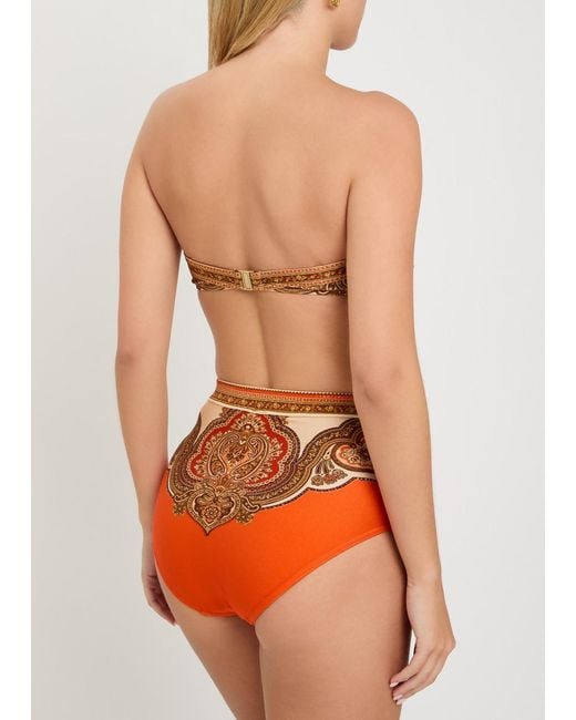 Zimmermann Brown Printed Strapless Tie-Detail Bikini