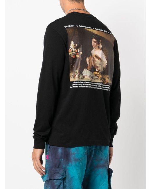 Off-White c/o Virgil Abloh Black Caravaggio-Print Cotton Sweatshirt for men