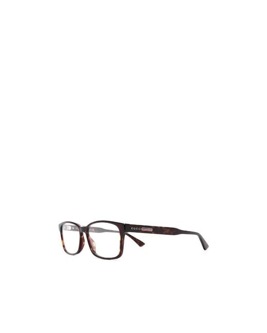 Gucci White Eyewear Rectangle Frame Glasses for men