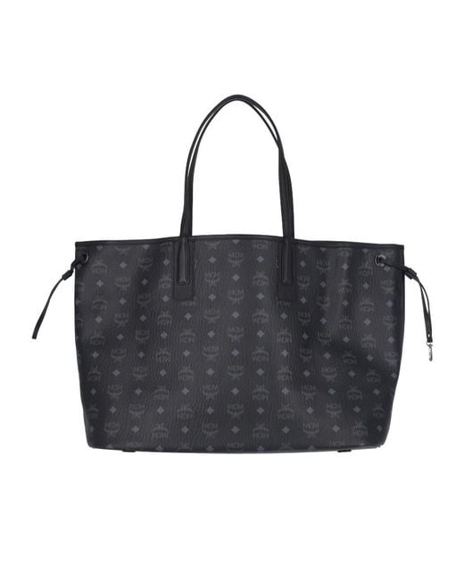 MCM Black Liz Logo Plaque Top Handle Bag