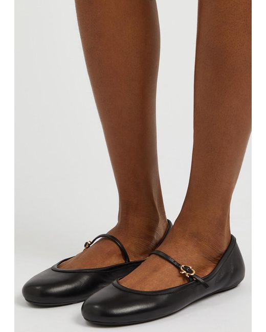 Gianvito Rossi Black Leather Ballet Flats