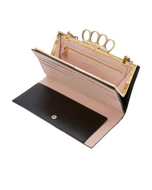 McQueen Black Four-Ring Detail Clutch Bag