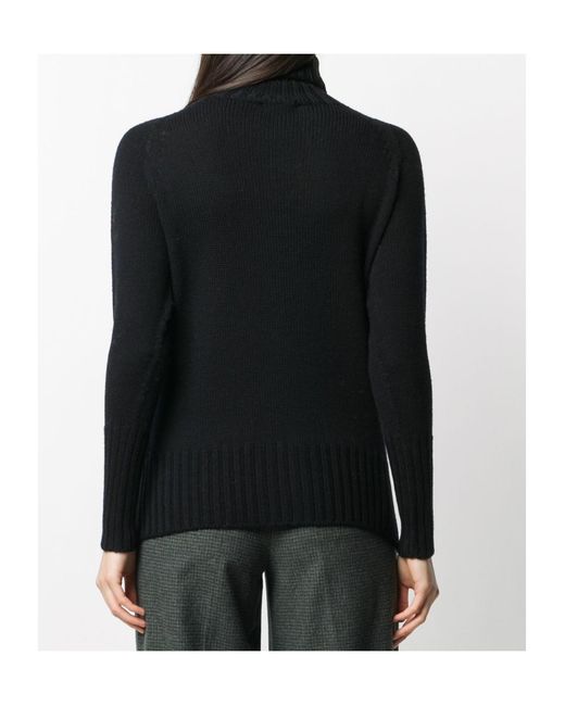 Drumohr Black Long-Sleeve High-Neck Sweater