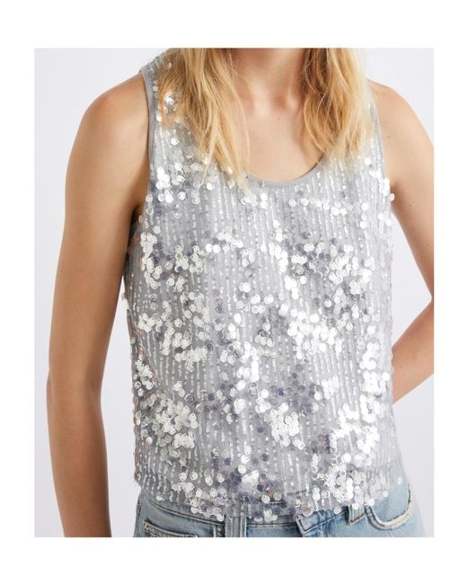 Marella White Sequin Top