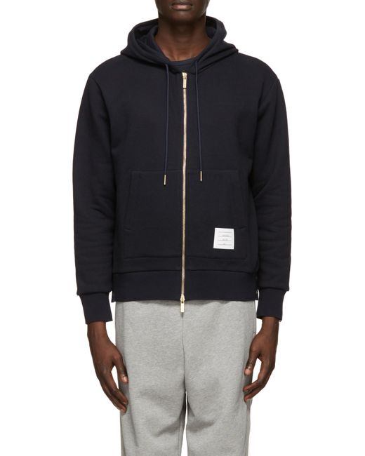 Thom Browne Blue Rwb Stripe Zipped Hoodie for men