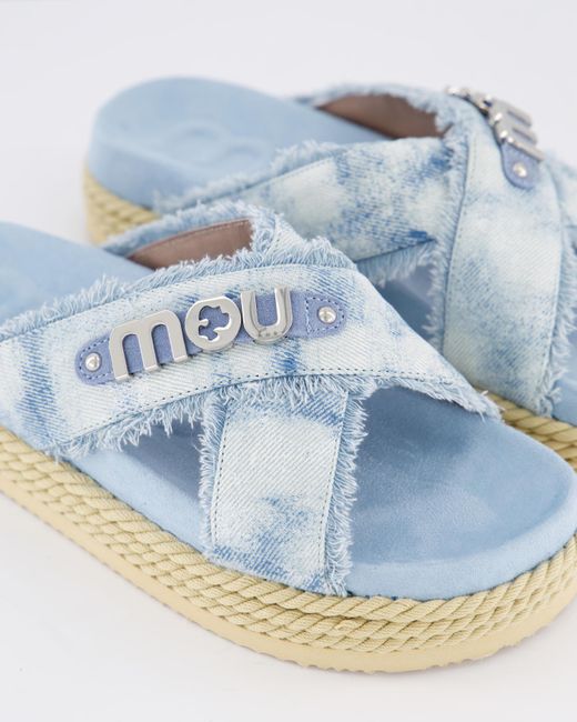 Mou Blue Cross-Strap Sandals