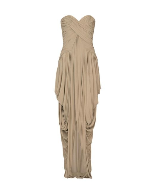 Balmain Natural Draped Strapless Jumpsuit