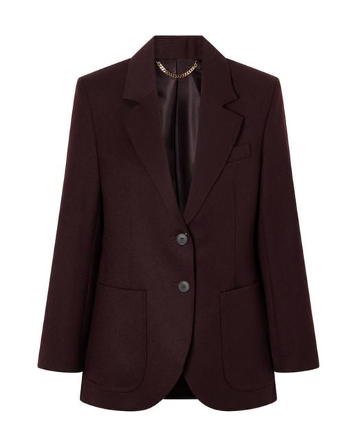 Victoria Beckham Purple Single-Breasted Wool-Blend Blazer