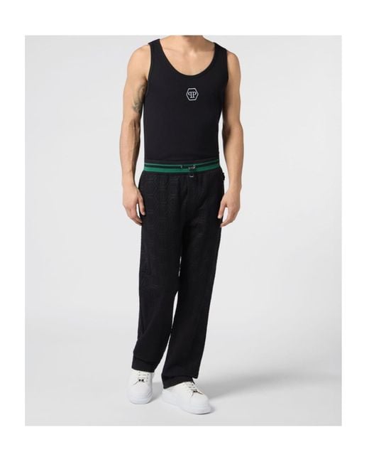 Philipp Plein Black Jacquard Monogram Track Pants for men