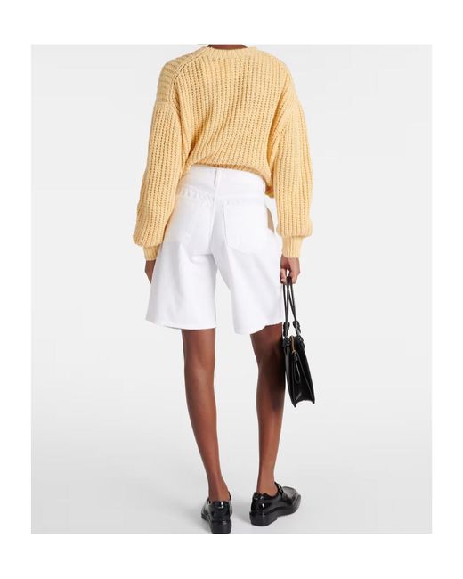 Agolde White Ellis Mid-Rise Denim Shorts