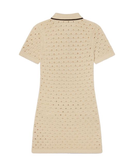 FRAME Natural The Bauble Open-Knit Mini Dress