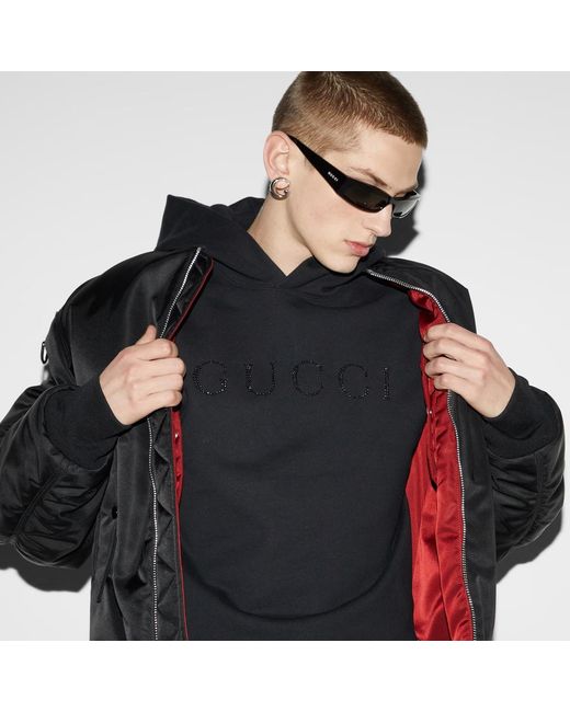 Gucci Black Cotton Sweatshirt With Frontal Logo for men