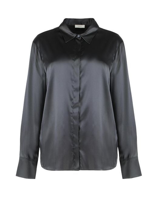 Peserico Black Glossy Long-Sleeve Shirt