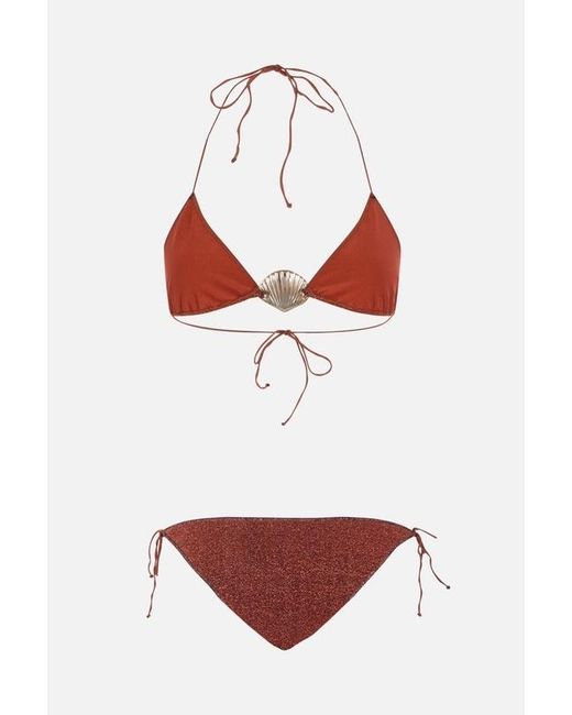 Oseree Red Oséree Shell Lurex Bikini Set