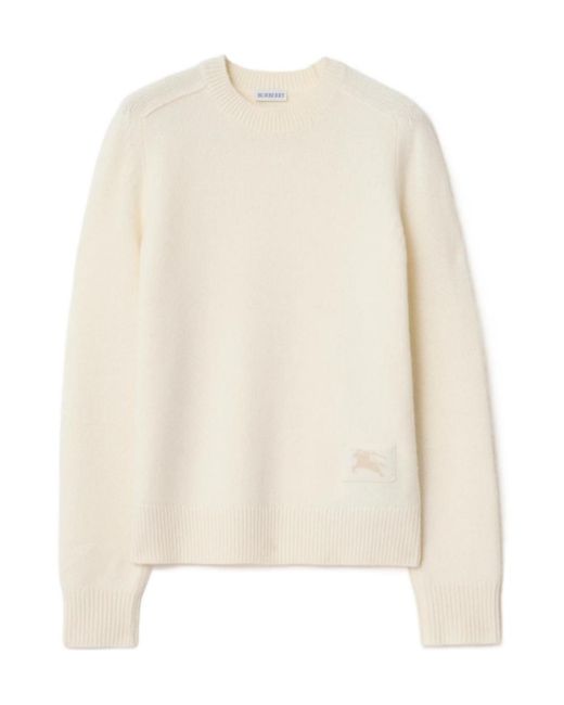 Burberry White Knitted Equestrian Knight Jumper