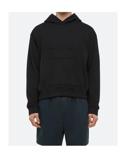 Helmut Lang Blue Logo Embossed Hoodie for men