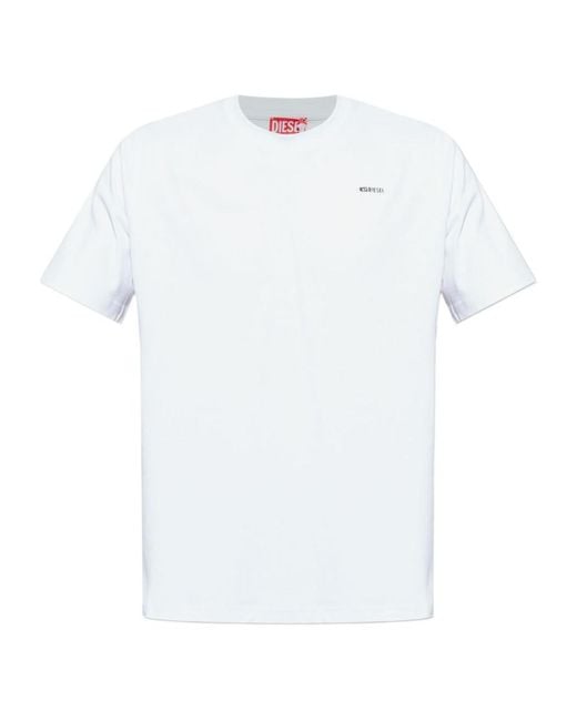 DIESEL White T-Adjust-Met Logo Lettering Crewneck T-Shirt for men
