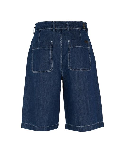 7 For All Mankind Blue Belt-Loop Shorts for men