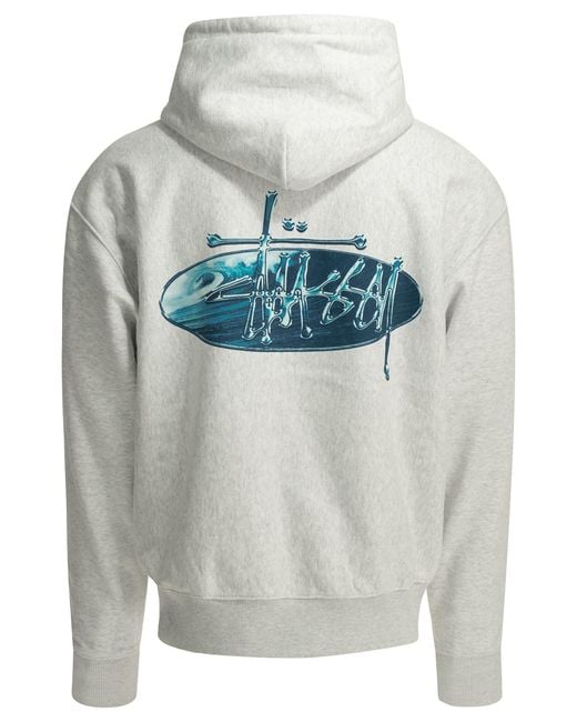 Stussy Gray Stüssy Oval Logo Hoodies for men