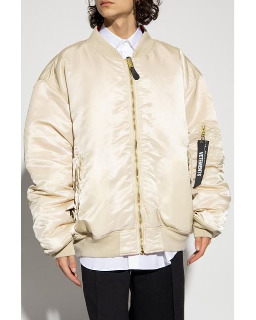 Vetements Natural Logo-Zip Bomber Jacket for men