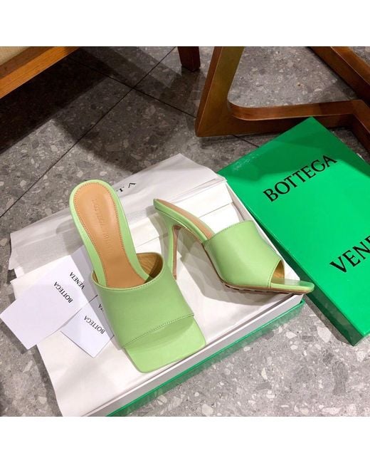Bottega Veneta Green Slip-On 90Mm Leather Sandals