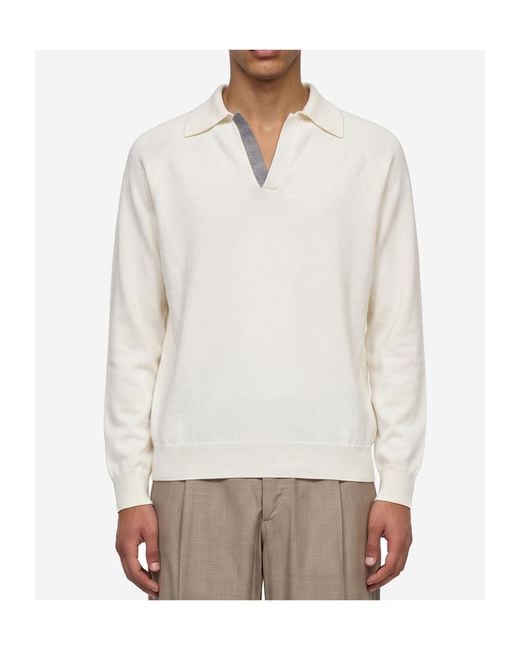 Lardini White Contrast-Trim Raglan-Sleeve Sweater for men