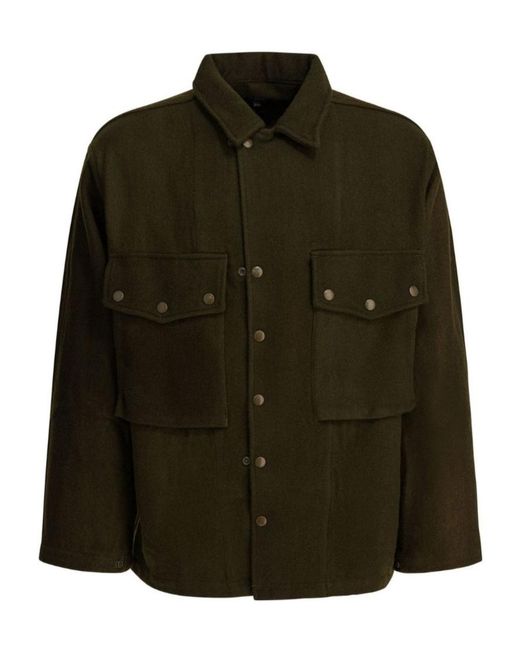 Needles Green Buttoned Overshirt Jacket for men