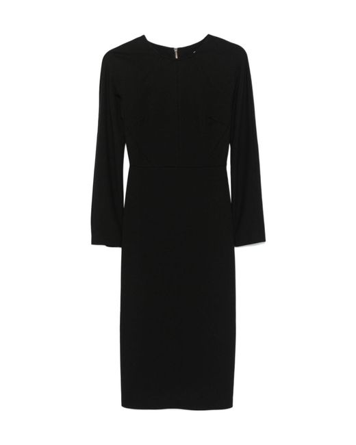 Semicouture Black Round Neck Long Sleeve Dress