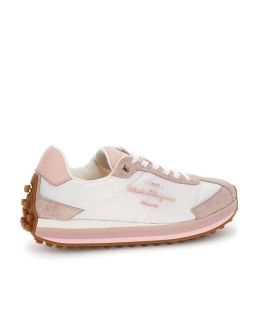Ferragamo Pink Logo Low-Top Casual Shoes